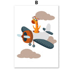 tableau enfant avion et girafe