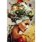 tableau fleurs sur cheveux femme