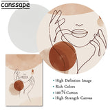 tableau rond marron et beige