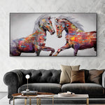 Cadre peinture chevaux pop art