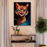 tableau peinture chat rigolo
