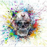 tableau skull explosion de peinture