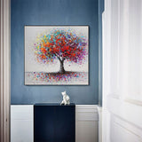 tableau peinture arbre feuilles de couleurs