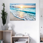 tableau plage et mer bleue