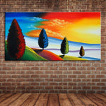 tableau peinture arbres pleins de couleurs