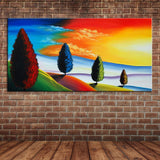 tableau peinture arbres pleins de couleurs