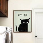 tableau chat noir kiss me