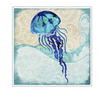 Cadre peinture bleue méduse