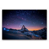 tableau ciel orange rose et étoiles