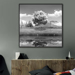 tableau arbre photo en noir et blanc