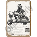 Vespa Motorcycle Pub Bar Decoration Tin Sign Shabby Chic 