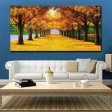 tableau rangée arbre jaune
