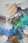 tableau montagne tache de peinture bleue