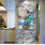 tableau montagne tache de peinture bleue