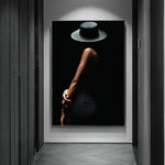 tableau moderne femme chapeau noir