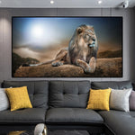 tableau lion calme