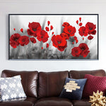 tableau photo fleurs rouges en noir et blanc