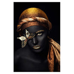 tableau fond noir femme africaine