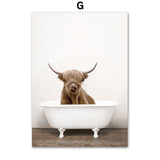 Llama Elephant Giraffe Bear Panda Lion Bathtub Wall Art 