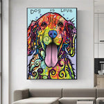 tableau moderne d’un chien multicolore