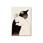 tableau câlin chat noir et chat blanc