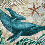 Affiche retro dauphin bleu