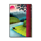 tableau peinture abstraite d’une rivière