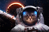 tableau d’un chat astronaute
