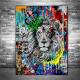 tableau graffiti d’un lion
