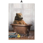tableau baignoire ours marron