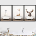 Llama Elephant Giraffe Bear Panda Lion Bathtub Wall Art 