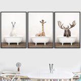 Llama Elephant Giraffe Bear Panda Lion Bathtub Wall Art 