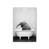 Cadre éléphant noir et blanc baignoire