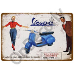 Vespa GTS Motorcycle Pub Bar Decoration Tin Sign Shabby Chic