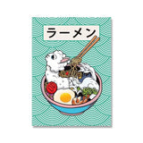 Japanese Ramen Sushi Cute Animals Asian Food Posters Canvas 