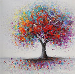tableau peinture arbre feuilles de couleurs