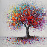tableau peinture arbre feuilles de couleurs