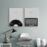 tableau vinyle noir fond gris