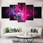 tableau loup galaxie rose