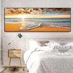 tableau plage magnifique et coucher de soleil