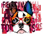 tableau chien mignon pop art rose