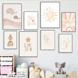 tableau abstrait poisson beige