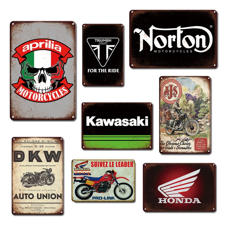 Motorized Garage Decorative Metal Plates Vintage Motorcycle Poster Tin ...