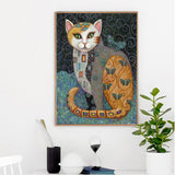 tableau peinture chat bougeoirs