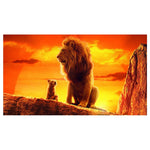 tableau affiche deux lions coucher de soleil