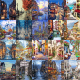 GATYZTORY Pictures By Number Town Landscape For Adult Gift 