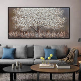 tableau peinture arbre en or