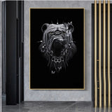 tableau chien dark fond noir