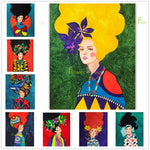 tableau peinture femme pleins de couleurs