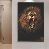 tableau lion gueule ouverte